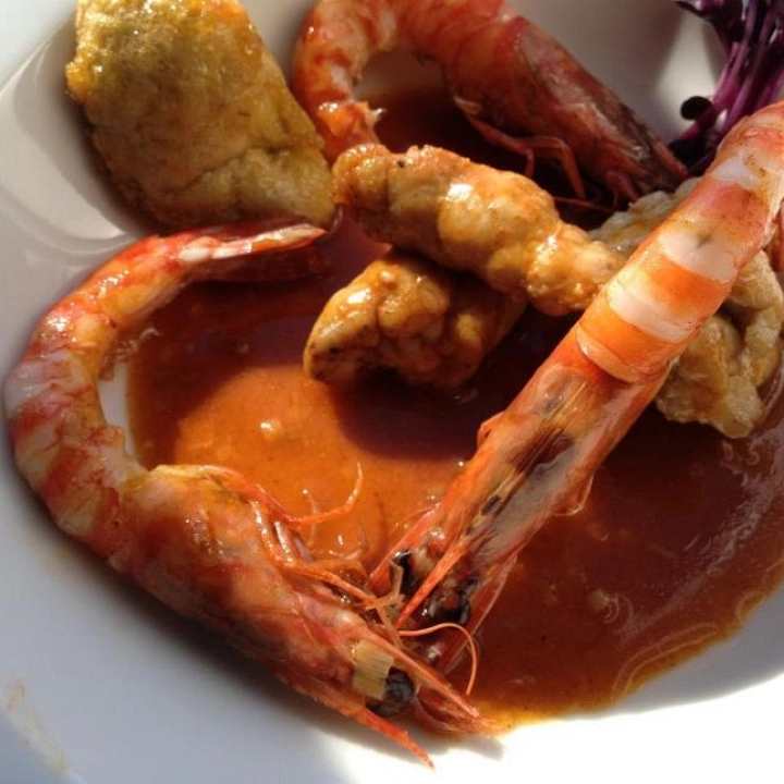 Mollejas de cordero con langostinos Mollejas de cordero con langostinos